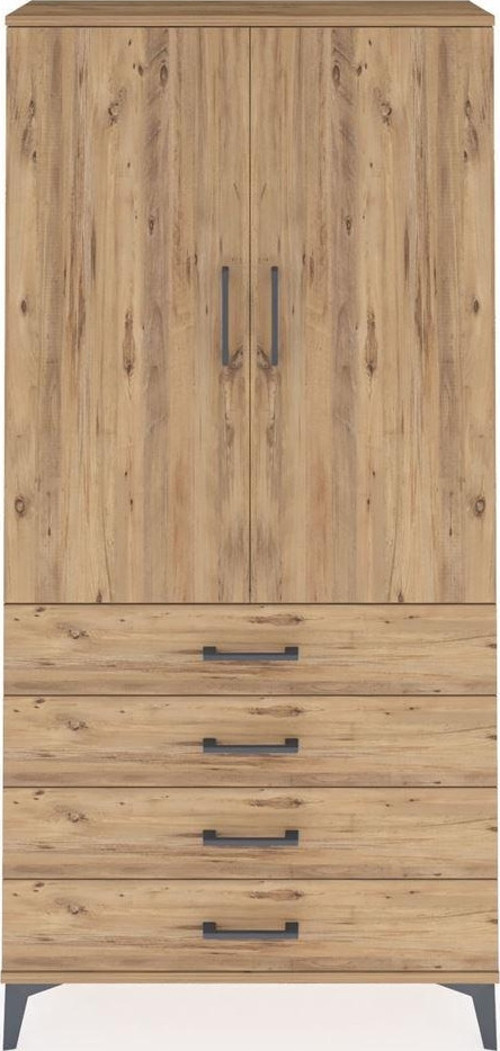 Arges Dolap 1 Raflı 4 Çekmeceli 1 Askılı 88 x 30 x 182 cm Çam - Çam