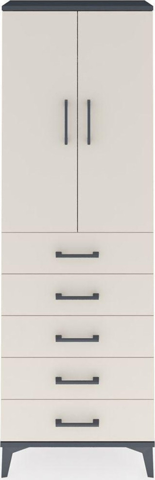 Arges Dolap 1 Raflı 5 Çekmeceli 1 Askılı 60 x 30 x 182 cm Antrasit - Aytaşı