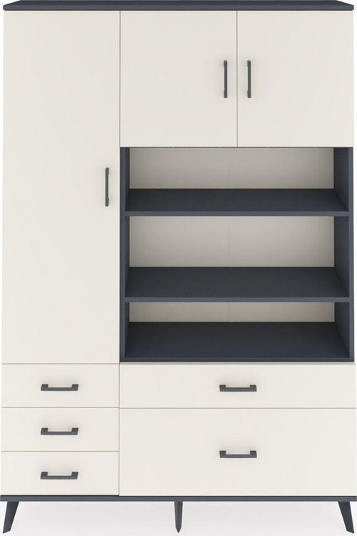 Arges Gardrop 9 Raflı 5 Çekmeceli 3 Kapaklı 132x30x195 Antrasit-Aytaşı