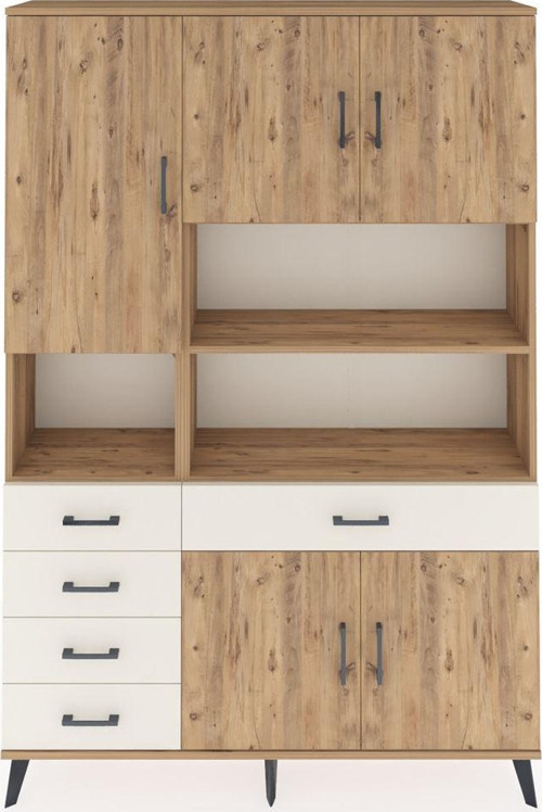 Arges Dolap 9 Raflı 5 Çekmeceli 5 Kapaklı 132 x 30 x 195 cm Çam - Çam - Aytaşı