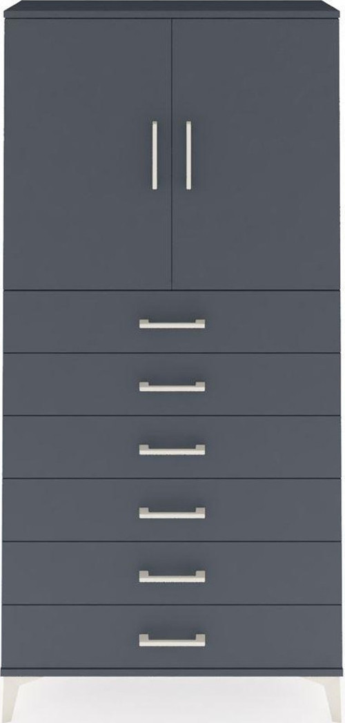 Arges Dolap 2 Raflı 6 Çekmeceli 2 Kapaklı 88 x 30 x 182 cm Antrasit - Antrasit