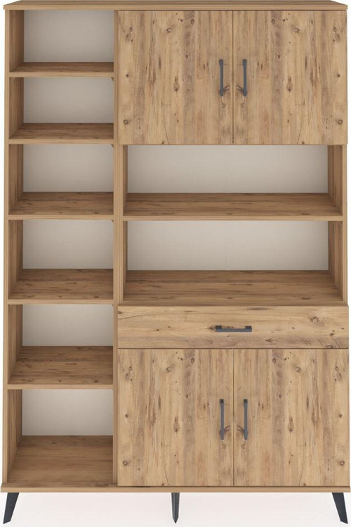Arges Gardrop 10 Raflı 1 Çekmeceli 4 Kapaklı 132 x 30 x 195 cm Çam - Çam
