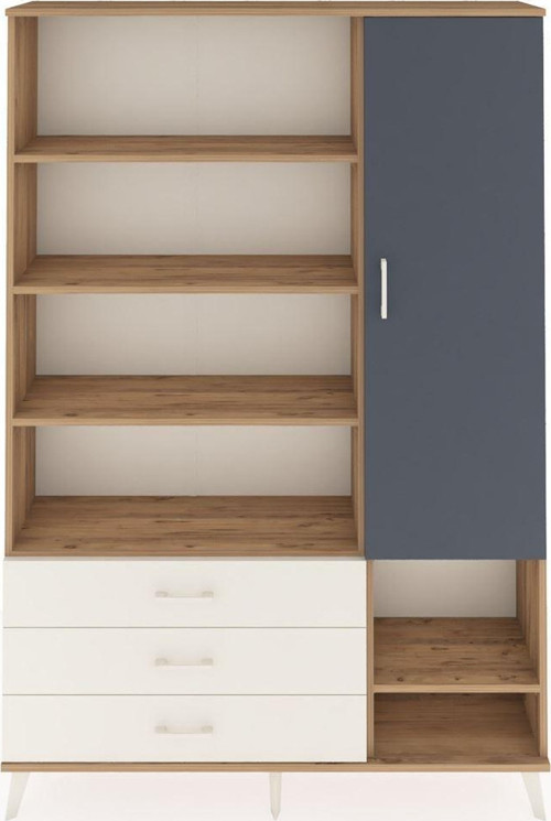 Arges Dolap 9 Raflı 3 Çekmeceli Tek Kapaklı 132x30x195 Çam-Antrasit/Aytaşı