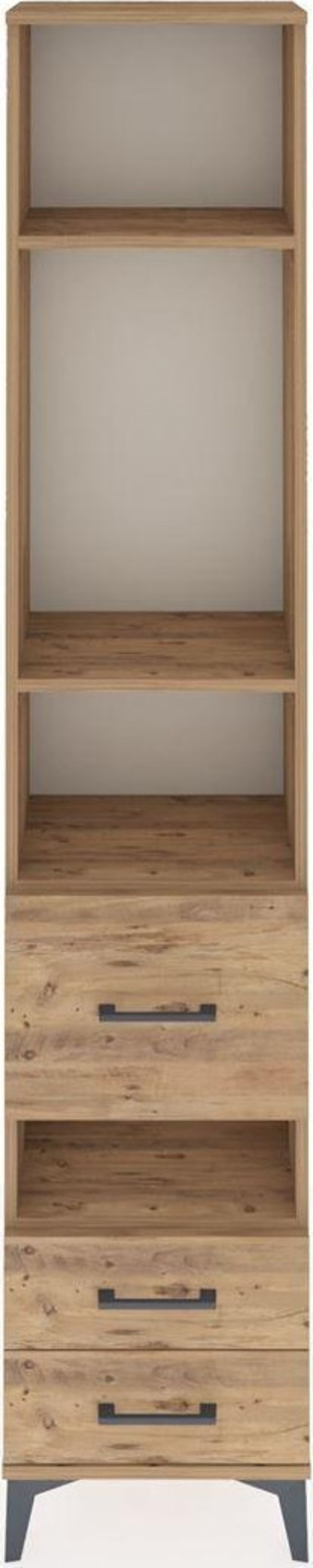 Arges Dolap 4 Raflı 3 Çekmeceli 44x30x221 Çam-Çam