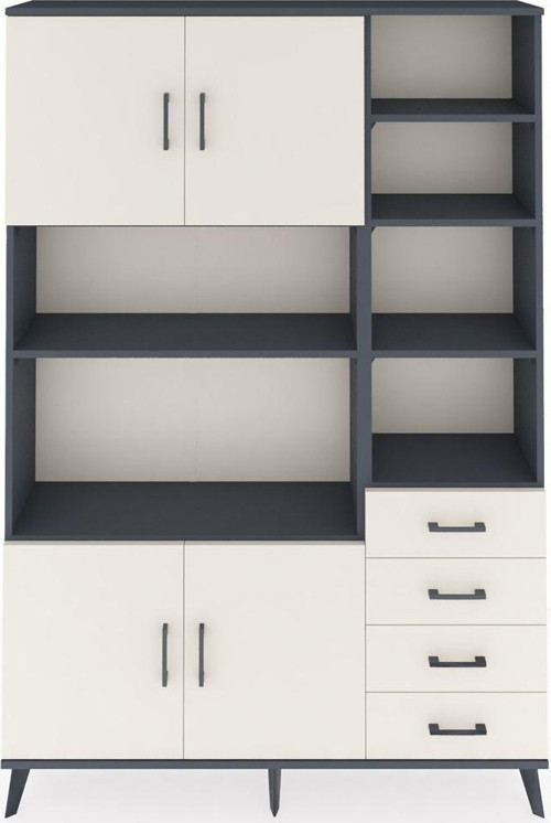 Arges Gardrop 9 Raflı 4 Çekmeceli 4 Kapaklı 132x30x195 Antrasit-Aytaşı