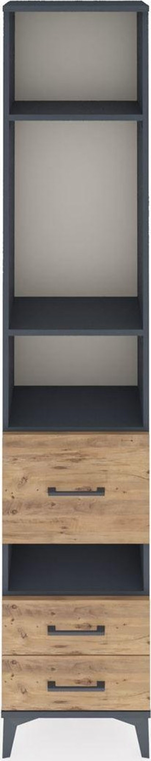 Arges Dolap 4 Raflı 3 Çekmeceli 44x30x221 Antrasit-Çam