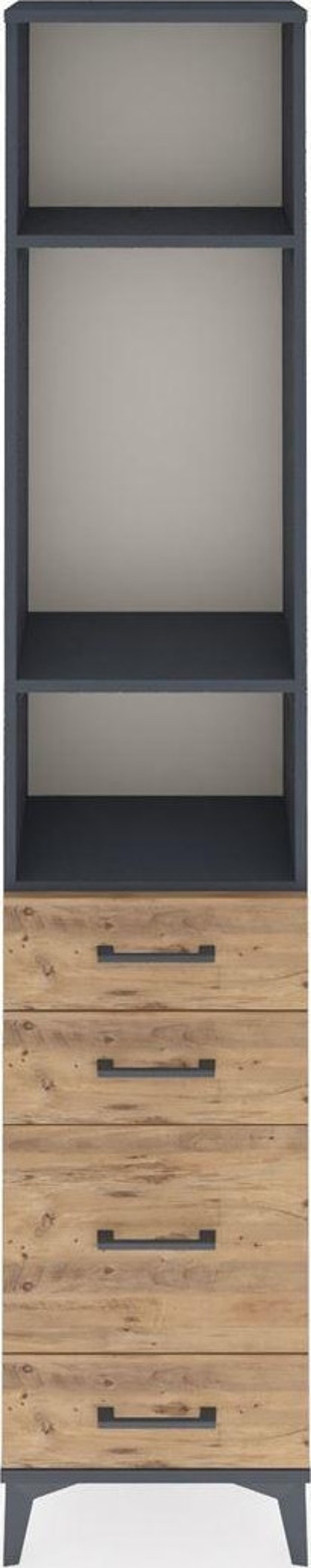 Arges Dolap 3 Raflı 4 Çekmeceli 44x30x221 Antrasit-Çam