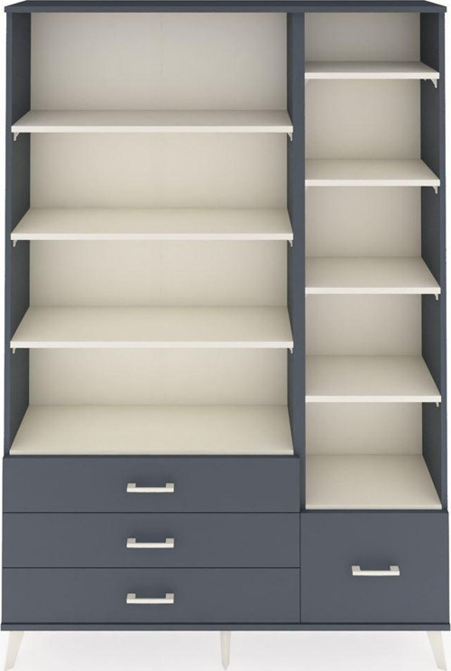 Arges Dolap 9 Raflı 4 Çekmeceli 132x30x195 Antrasit-Aytaşı/Antrasit