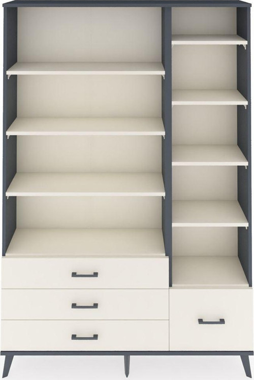 Arges Gardrop 9 Raflı 4 Çekmeceli 132x30x195 Antrasit-Aytaşı