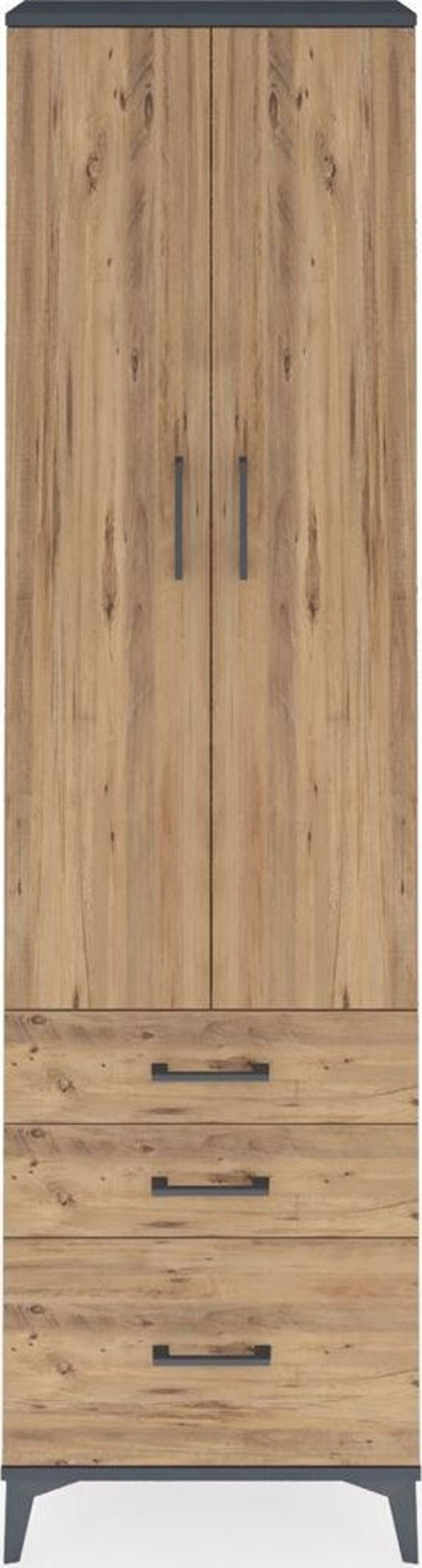 Arges Dolap 2 Raflı 3 Çekmeceli Tek Askılı 60x30x221 Antrasit-Çam