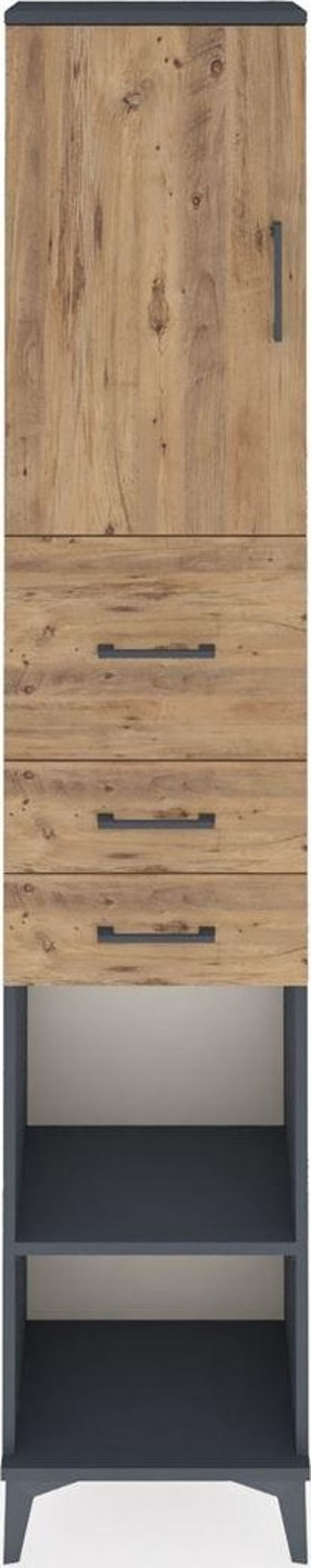 Arges Dolap 3 Raflı 3 Çekmeceli Tek Kapaklı 44x30x221 Antrasit-Çam
