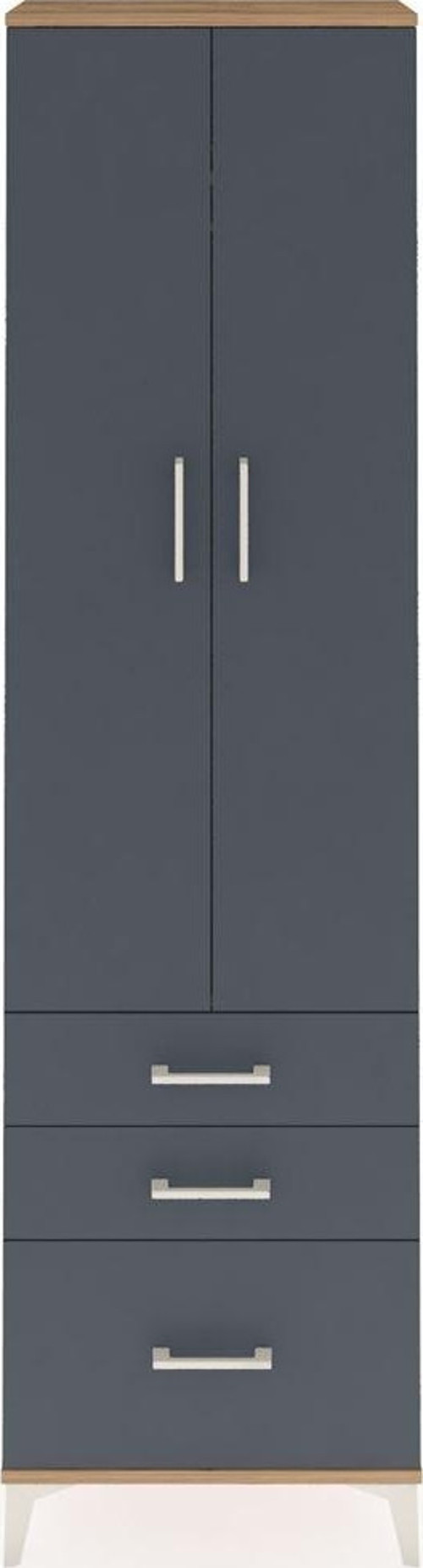 Arges Dolap 2 Raflı 3 Çekmeceli Tek Askılı 60x30x221 Çam-Antrasit