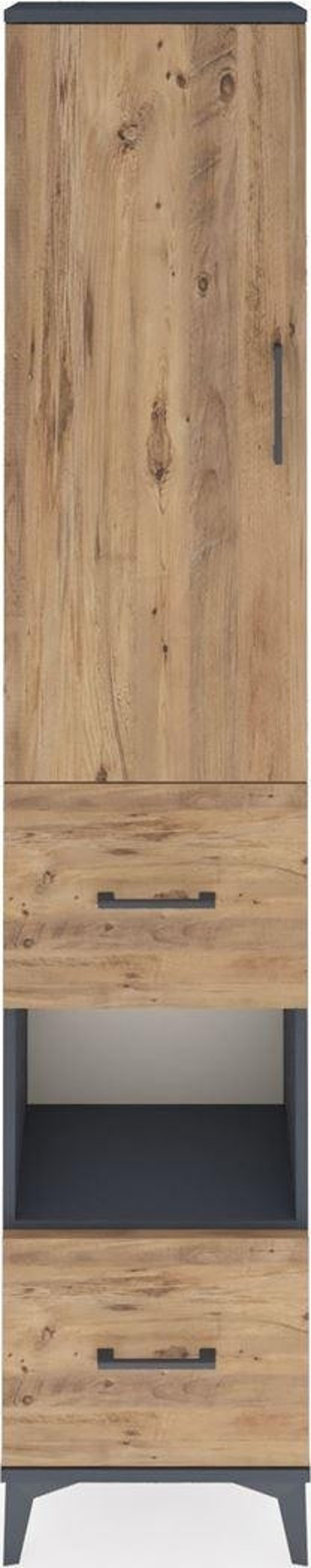 Arges Dolap 4 Raflı 2 Çekmeceli Tek Kapaklı 44x30x221 Antrasit-Çam