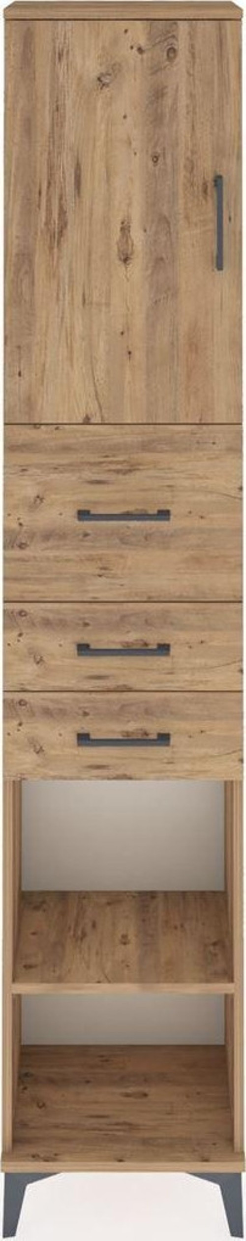 Arges Dolap 3 Raflı 3 Çekmeceli Tek Kapaklı 44x30x221 Çam-Çam