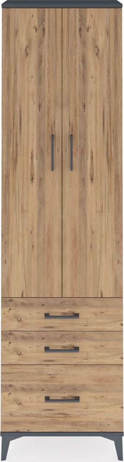 Arges Dolap 4 Raflı 3 Çekmeceli 2 Kapaklı 60x30x221 Antrasit-Çam
