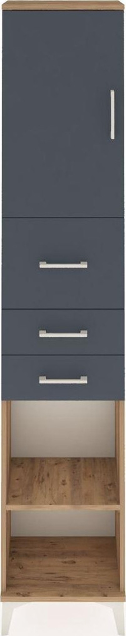 Arges Dolap 3 Raflı 3 Çekmeceli Tek Kapaklı 44x30x221 Çam-Antrasit