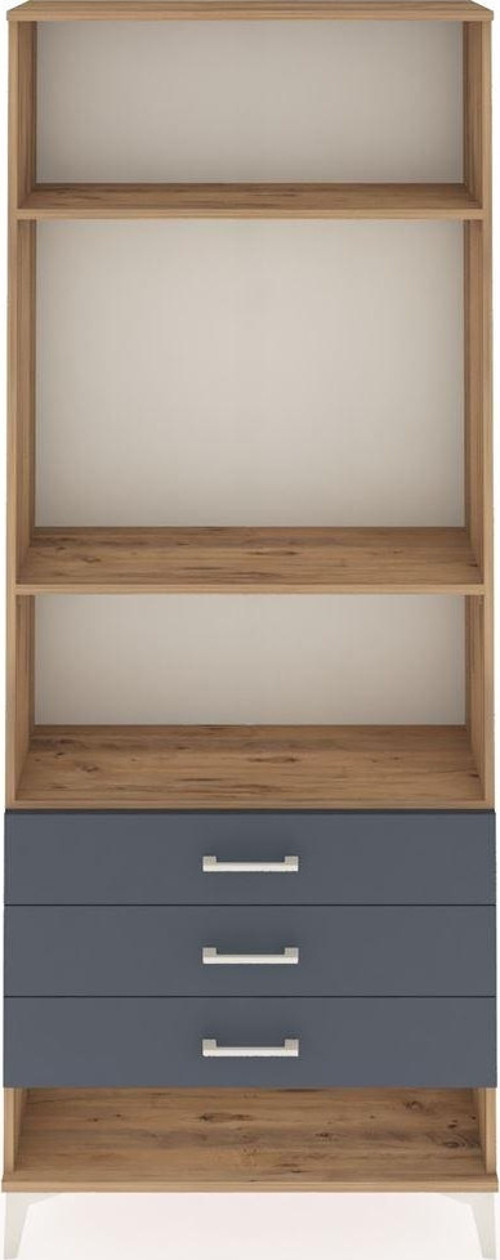 Arges Dolap 3 Raflı 3 Çekmeceli 88x30x221 Çam-Antrasit