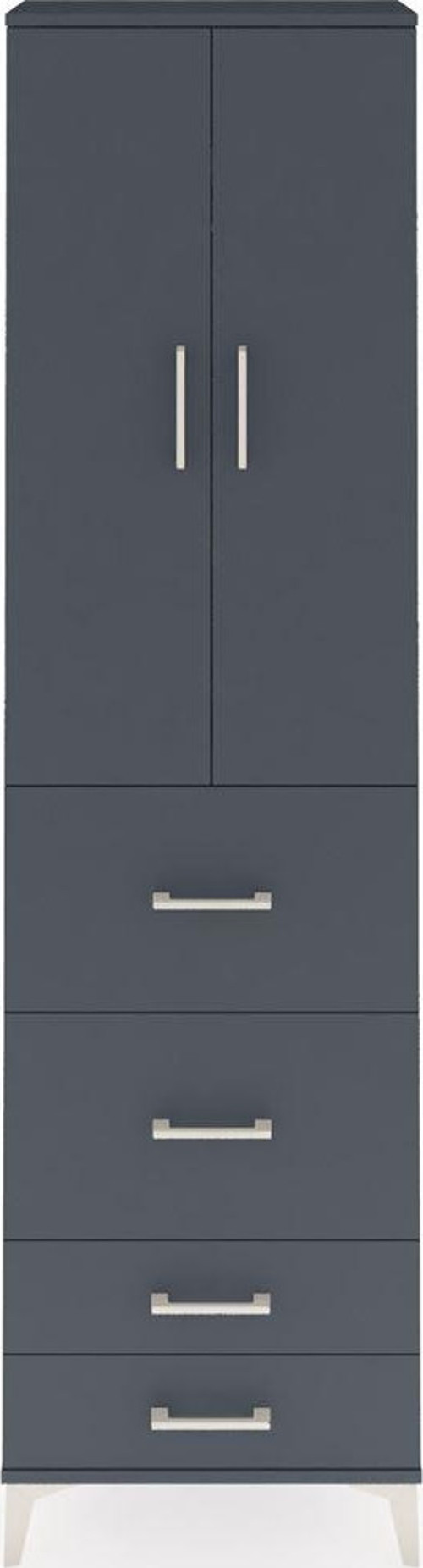 Arges Dolap 2 Raflı 4 Çekmeceli Tek Askılı 60x30x221 Antrasit-Antrasit
