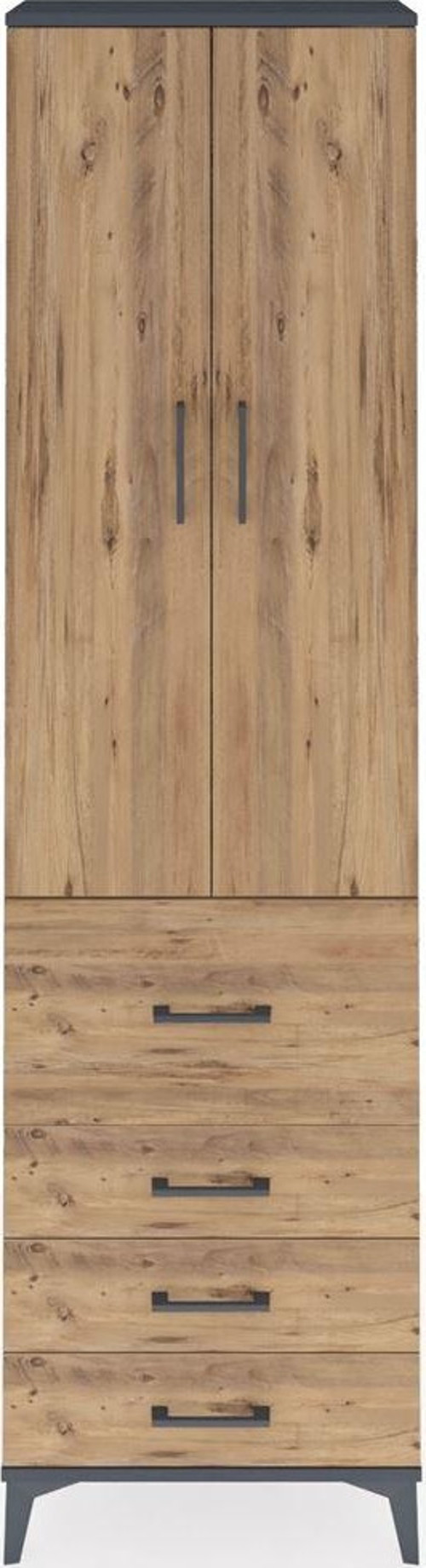 Arges Dolap 3 Raflı 4 Çekmeceli 2 Kapaklı 60 x 30 x 221 cm Antrasit - Çam