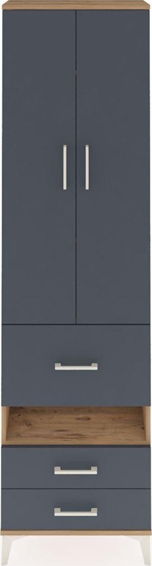 Arges Dolap 4 Raflı 3 Çekmeceli 2 Kapaklı 60x30x221 Çam-Antrasit