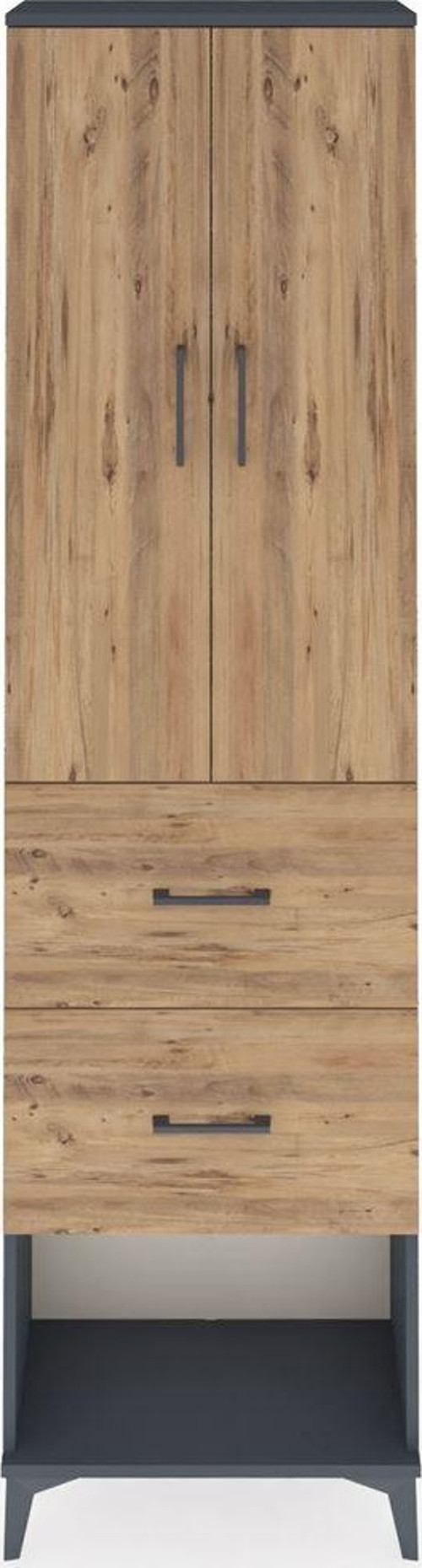 Arges Dolap 2 Raflı 2 Çekmeceli Tek Askılı 60x30x221 Antrasit-Çam