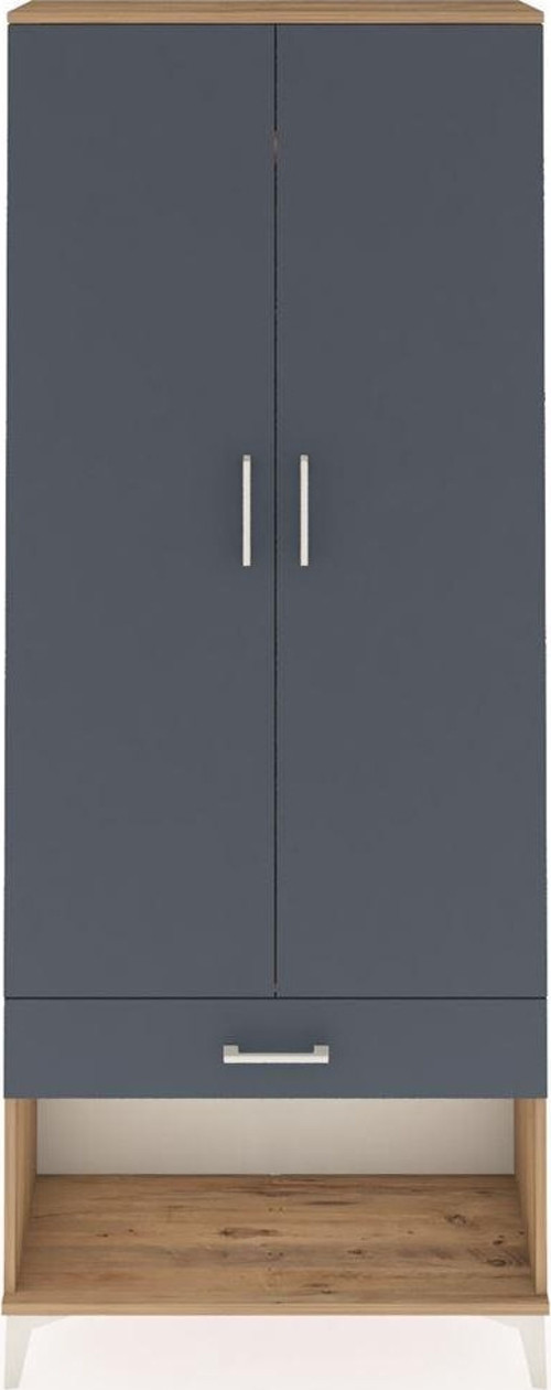 Arges Dolap 2 Raflı Tek Çekmeceli Tek Askılı 88x30x221 Çam-Antrasit