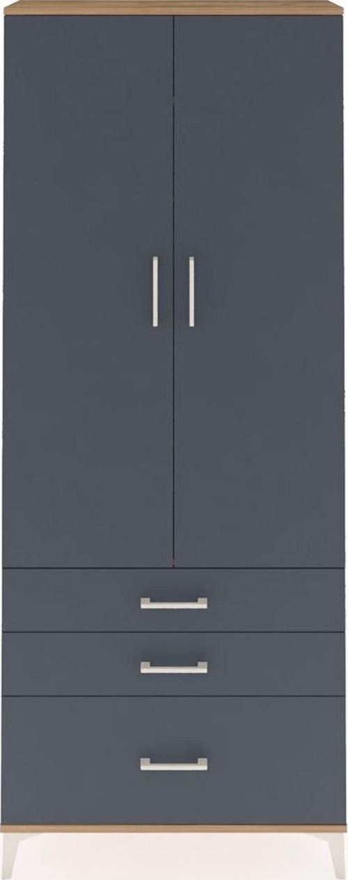 Arges Dolap 2 Raflı 3 Çekmeceli Tek Askılı 88x30x221 Çam-Antrasit