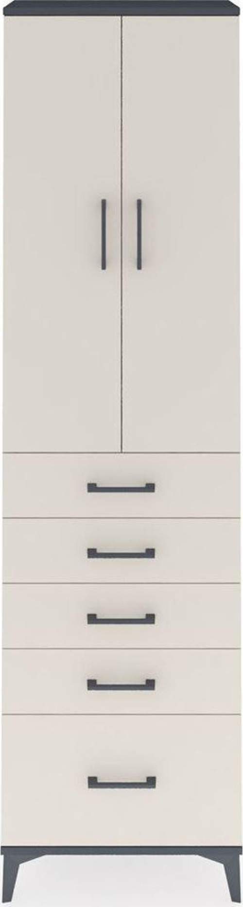 Arges Dolap 2 Raflı 5 Çekmeceli Tek Askılı 60x30x221 Antrasit-Aytaşı