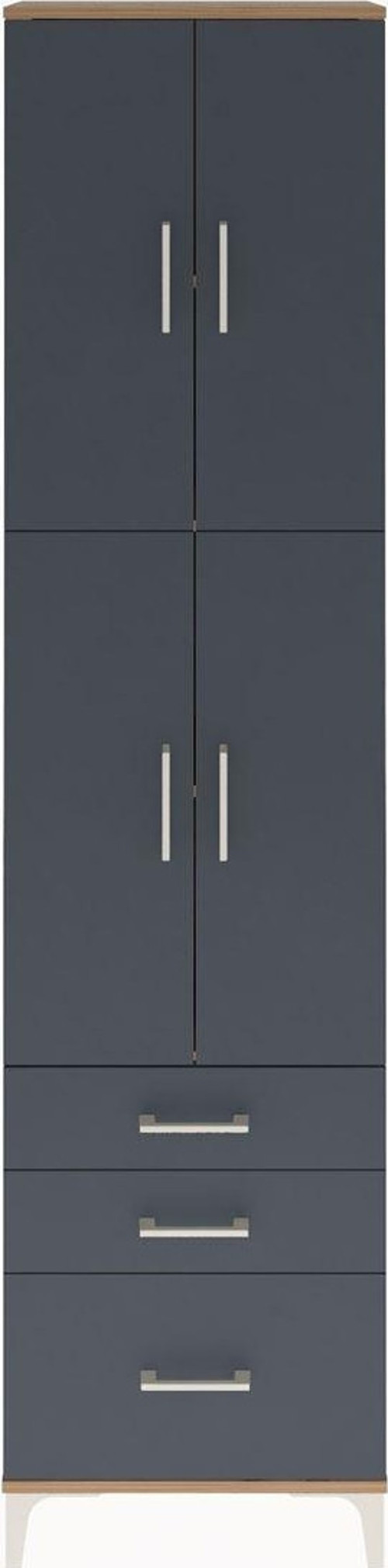 Arges Dolap 4 Raflı 3 Çekmeceli 4 Kapaklı 60x30x243 Çam-Antrasit