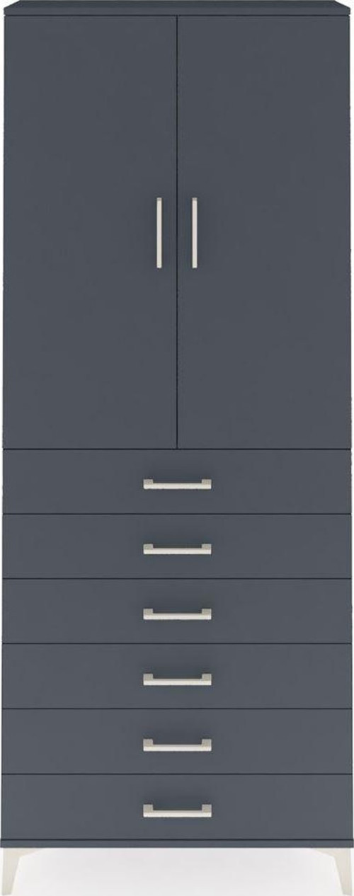 Arges Dolap 2 Raflı 6 Çekmeceli 2 Kapaklı 88 x 30 x 221 cm Antrasit - Antrasit