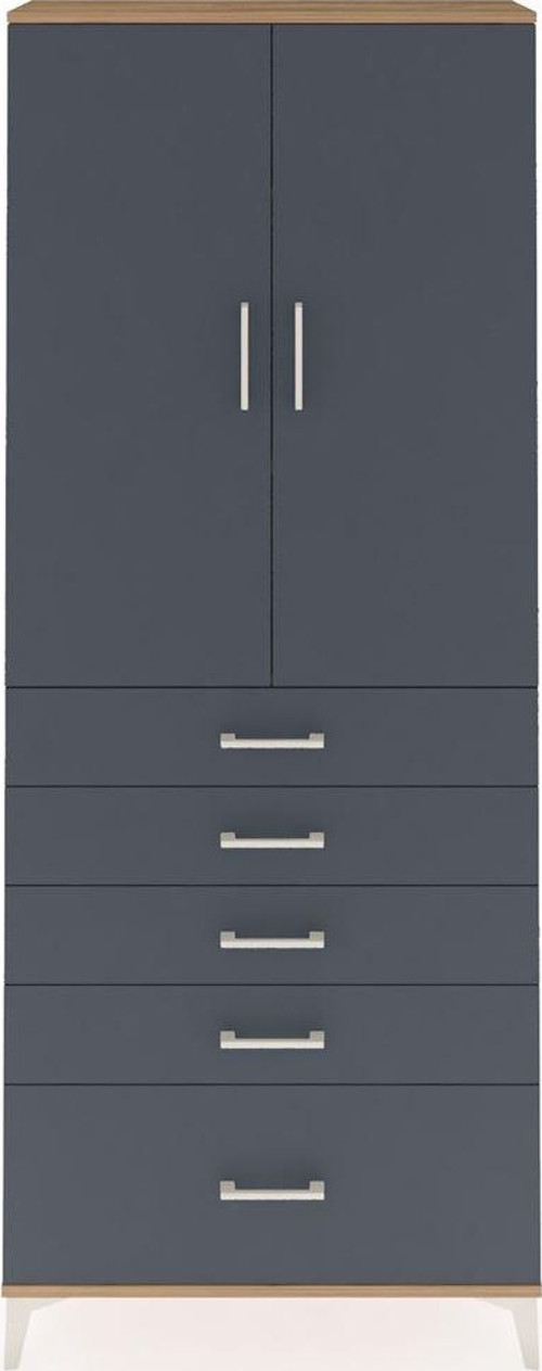 Arges Dolap 3 Raflı 5 Çekmeceli 2 Kapaklı 88x30x221 Çam-Antrasit