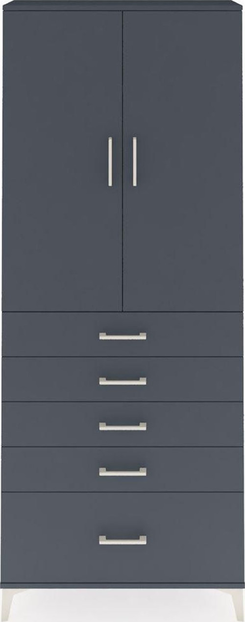 Arges Dolap 3 Raflı 5 Çekmeceli 2 Kapaklı 88x30x221 Antrasit-Antrasit
