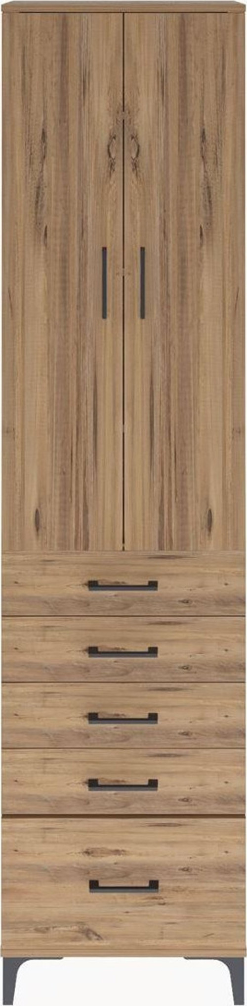 Arges Dolap 4 Raflı 5 Çekmeceli 2 Kapaklı 60x30x243 Çam-Çam