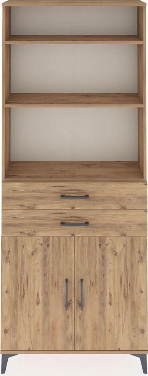 Arges Dolap 4 Raflı 2 Çekmeceli 2 Kapaklı 88x30x221 Çam-Çam