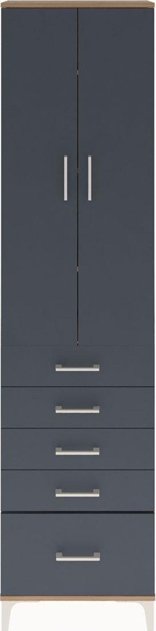 Arges Dolap 4 Raflı 5 Çekmeceli 2 Kapaklı 60x30x243 Çam-Antrasit