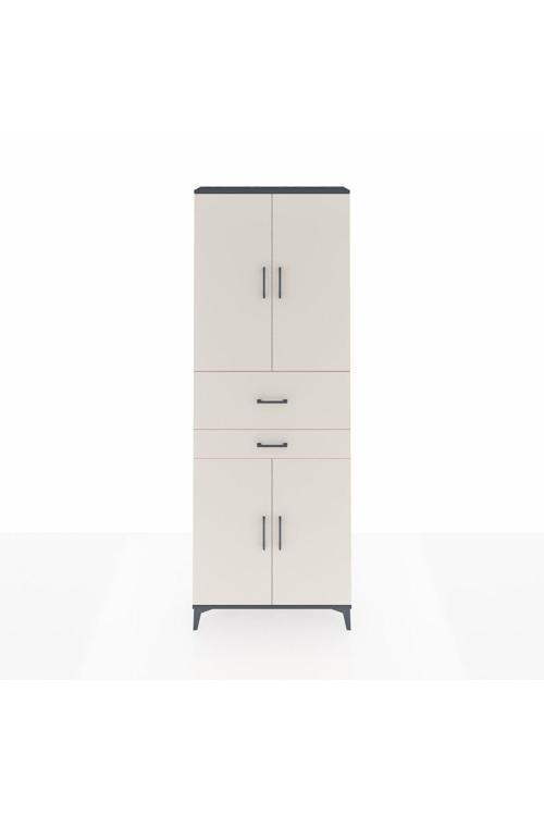 Arges Dolap 4 Raflı 2 Çekmeceli 4 Kapaklı 88 x 30 x 243 cm Antrasit - Aytaşı