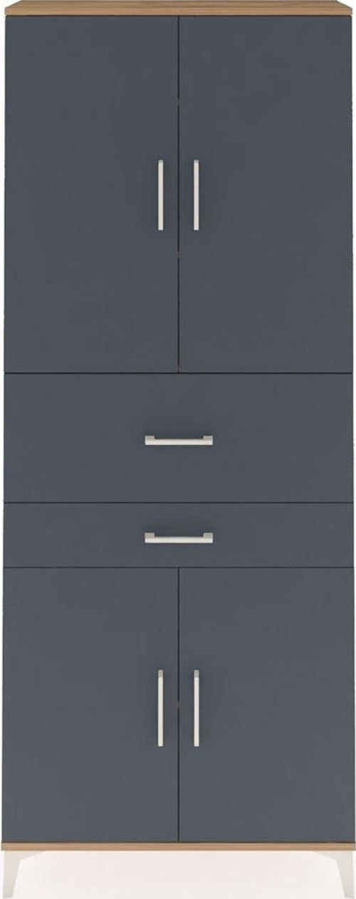 Arges Dolap 4 Raflı 2 Çekmeceli 4 Kapaklı 88x30x221 Çam-Antrasit