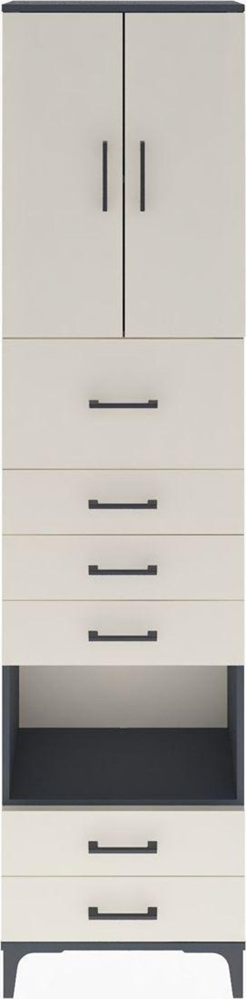 Arges Dolap 3 Raflı 6 Çekmeceli 2 Kapaklı 60 x 30 x 243 cm Antrasit - Aytaşı