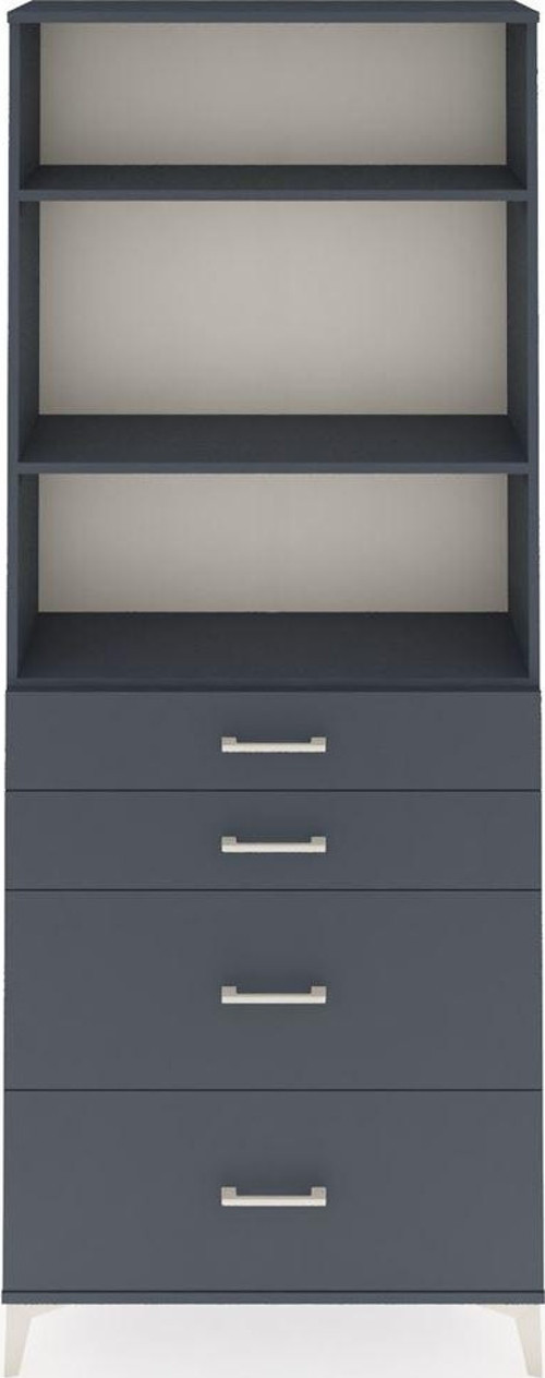 Arges Dolap 3 Raflı 4 Çekmeceli 88x30x221 Antrasit-Antrasit