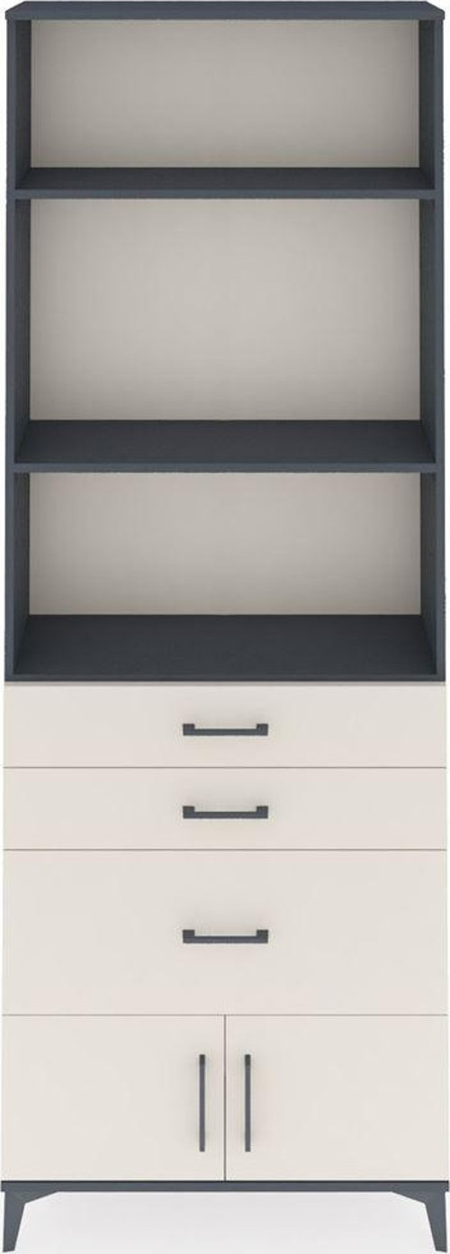Arges Dolap 3 Raflı 3 Çekmeceli 2 Kapaklı 88x30x243 Antrasit-Aytaşı