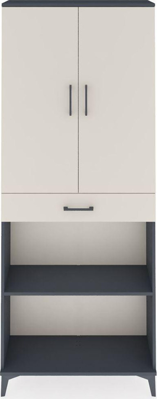 Arges Dolap 4 Raflı Tek Çekmeceli 2 Kapaklı 88x30x221 Antrasit-Aytaşı