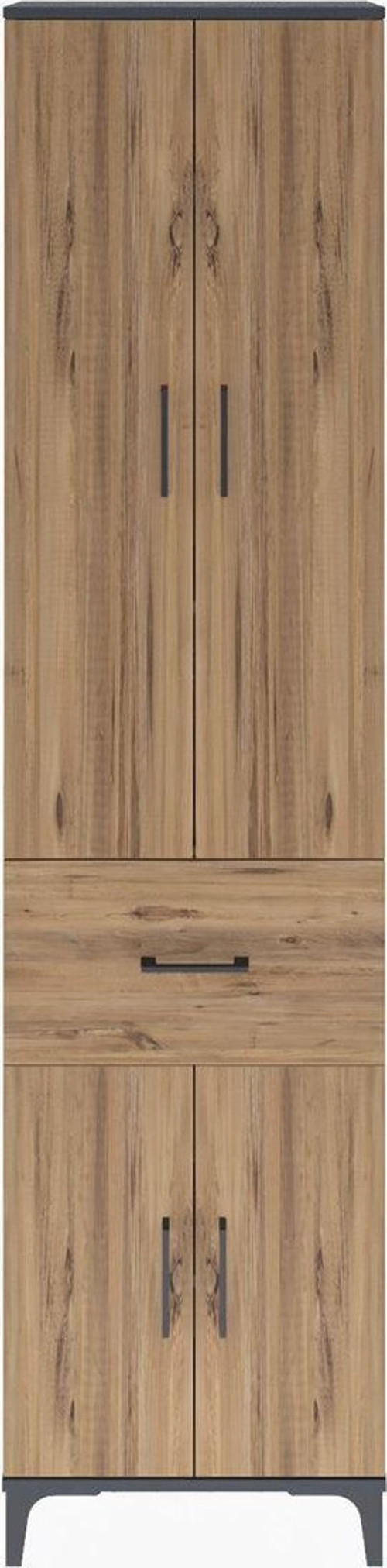 Arges Dolap 4 Raflı Tek Çekmeceli 4 Kapaklı 60x30x243 Antrasit-Çam