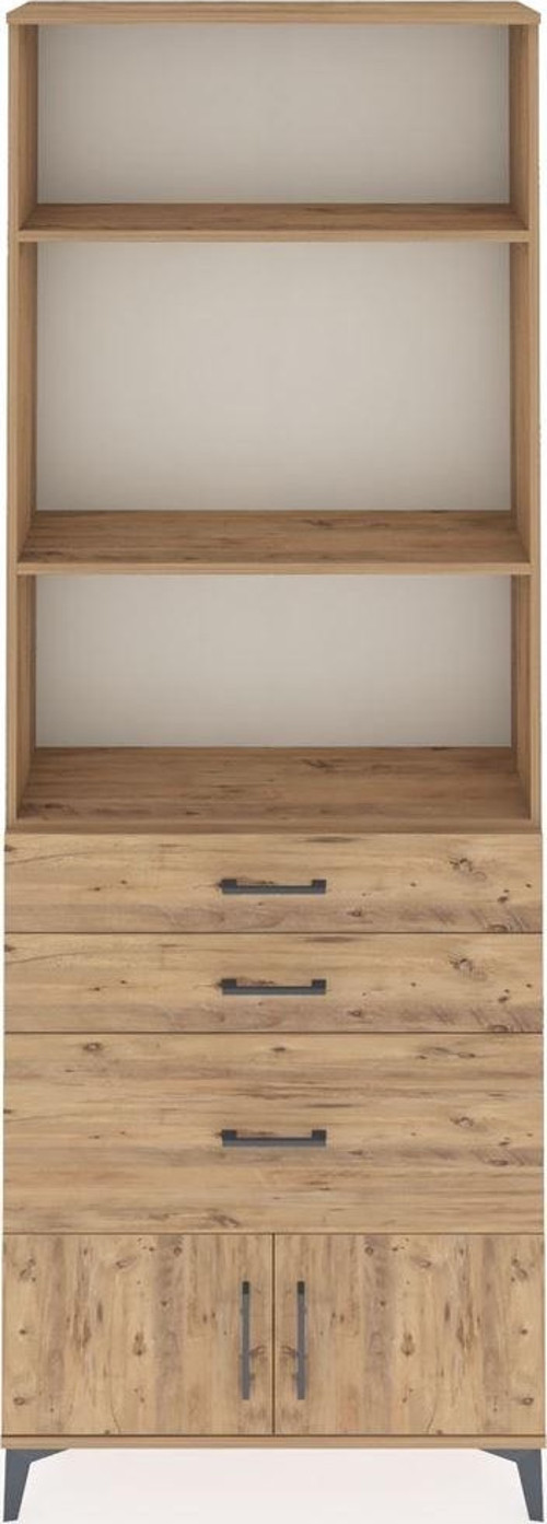 Arges Dolap 3 Raflı 3 Çekmeceli 2 Kapaklı 88x30x243 Çam-Çam