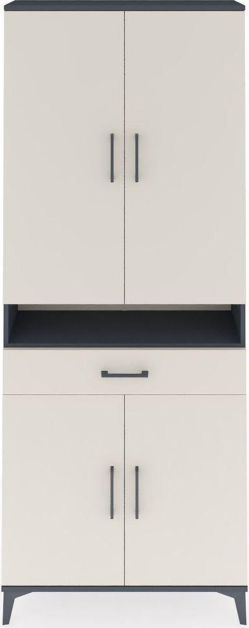 Arges Dolap 5 Raflı Tek Çekmeceli 4 Kapaklı 88x30x221 Antrasit-Aytaşı