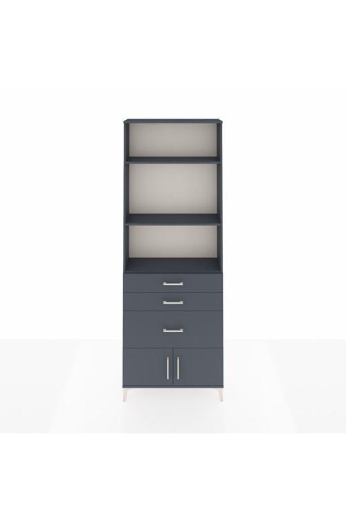 Arges Dolap 3 Raflı 3 Çekmeceli 2 Kapaklı 88 x 30 x 243 cm Antrasit - Antrasit