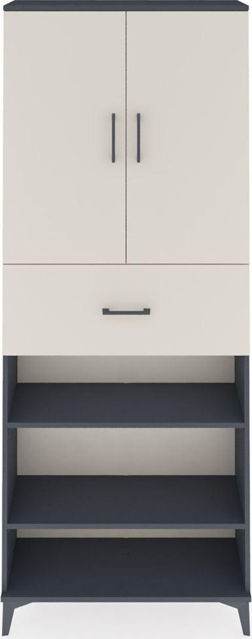 Arges Dolap 5 Raflı Tek Çekmeceli 2 Kapaklı 88x30x221 Antrasit-Aytaşı