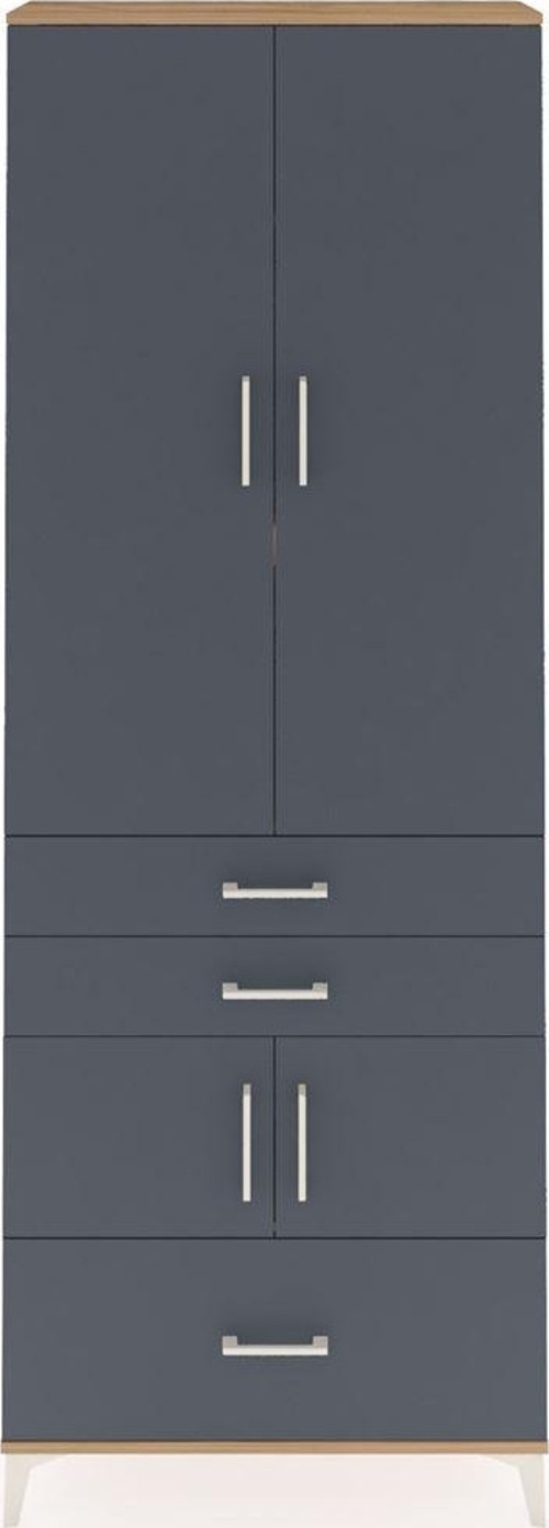 Arges Dolap 4 Raflı 3 Çekmeceli 4 Kapaklı 88x30x243 Çam-Antrasit