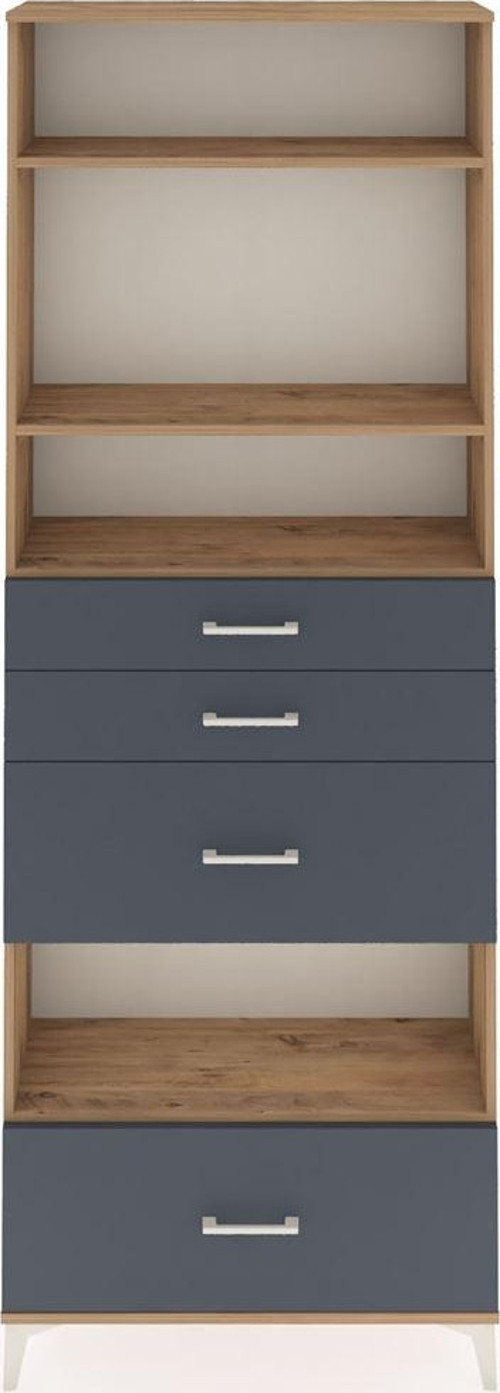 Arges Dolap 4 Raflı 4 Çekmeceli 88x30x243 Çam-Antrasit