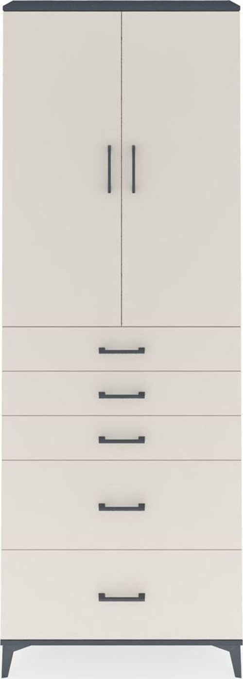 Arges Dolap 3 Raflı 5 Çekmeceli 2 Kapaklı 88x30x243 Antrasit-Aytaşı