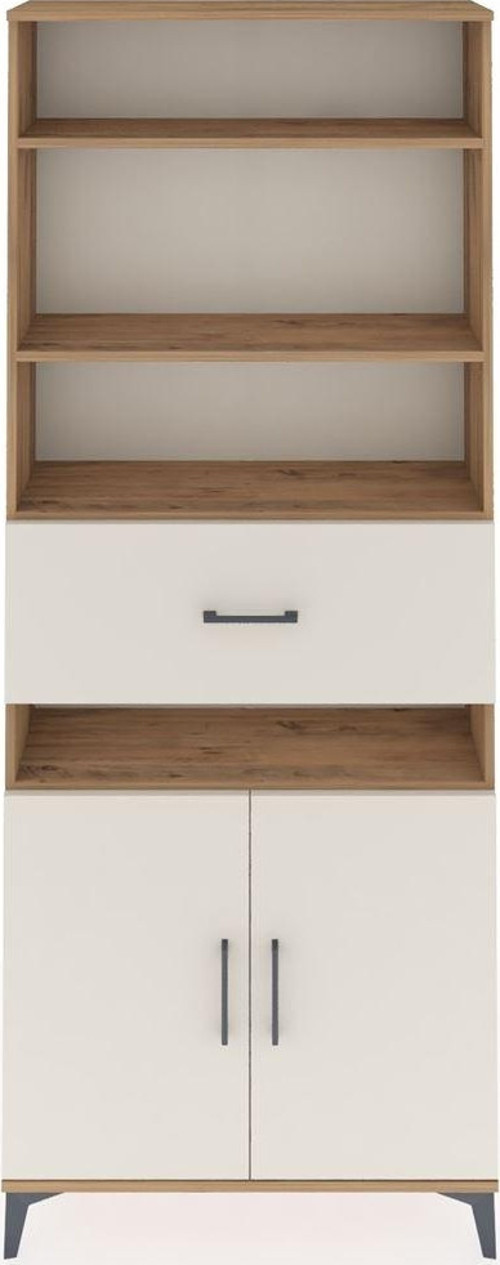 Arges Dolap 5 Raflı Tek Çekmeceli 2 Kapaklı 88x30x221 Çam-Aytaşı